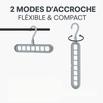 Lot de 10 Cintres Rotatif – Gagnez de l'espace !