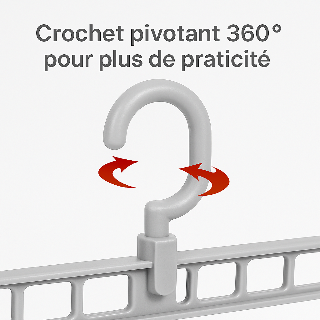 Lot de 10 Cintres Rotatif – Gagnez de l'espace !