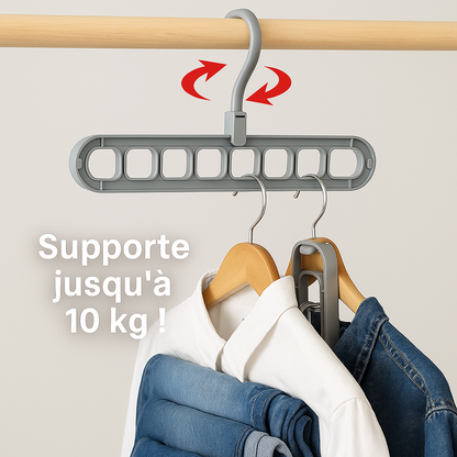 Lot de 10 Cintres Rotatif – Gagnez de l'espace !