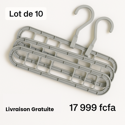 Lot de 10 Cintres Rotatif – Gagnez de l'espace !