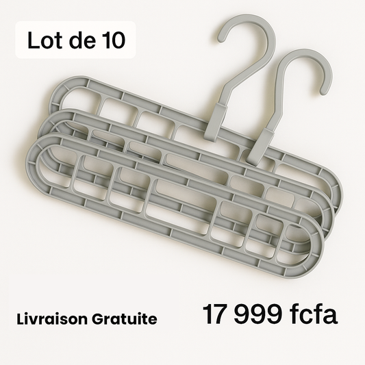 Lot de 10 Cintres Rotatif – Gagnez de l'espace !